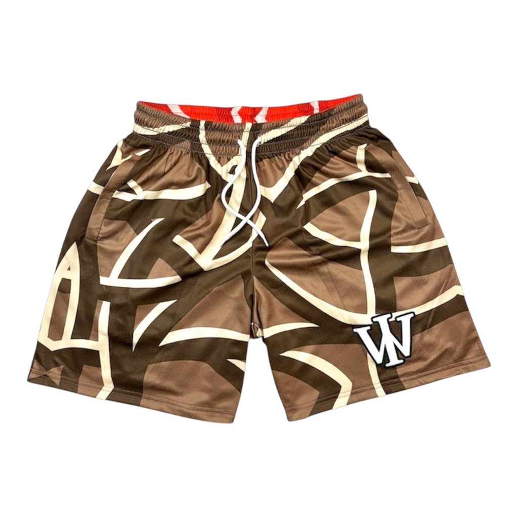 RED & MOCHA REVERSIBLE SHORTS