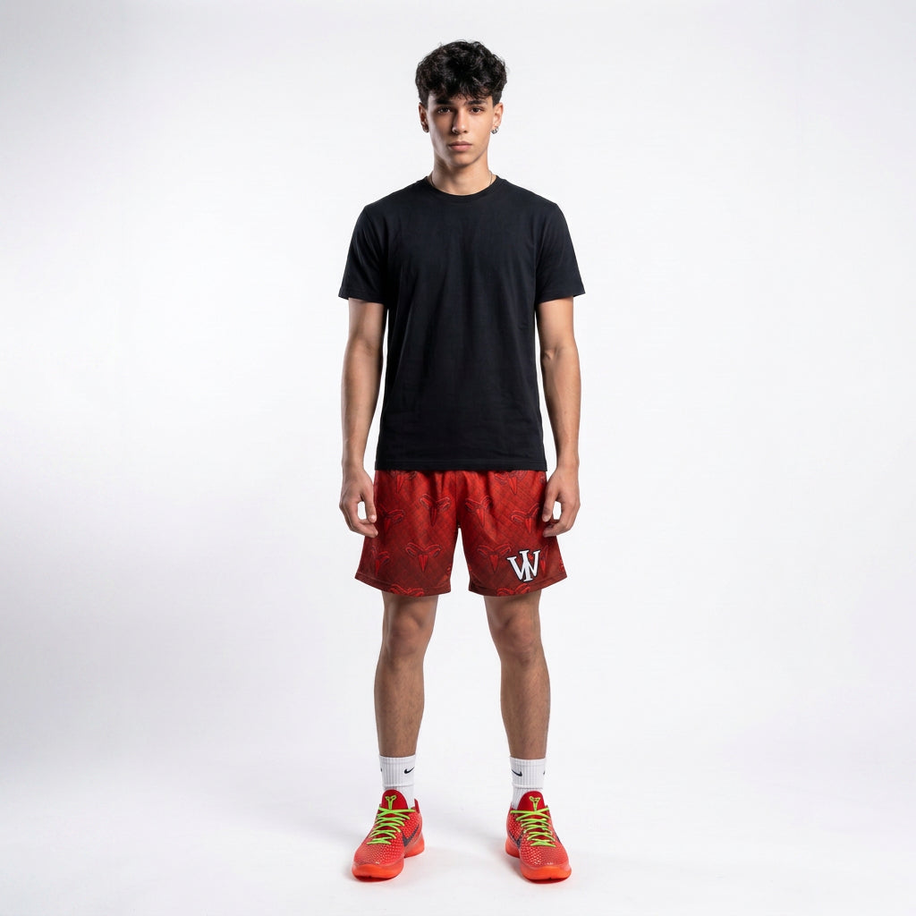 RED & DESERT MAMBA REVERSIBLE SHORTS