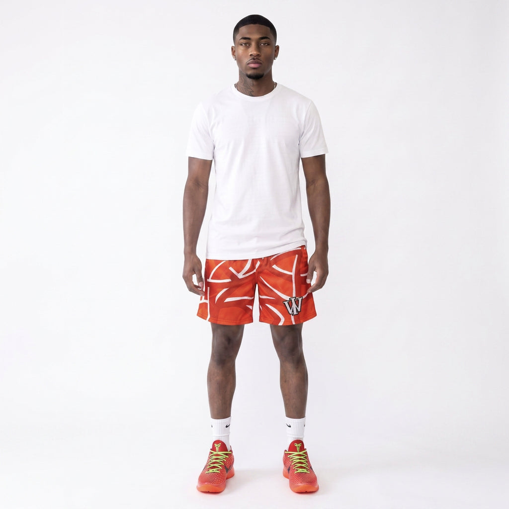 RED & MOCHA REVERSIBLE SHORTS