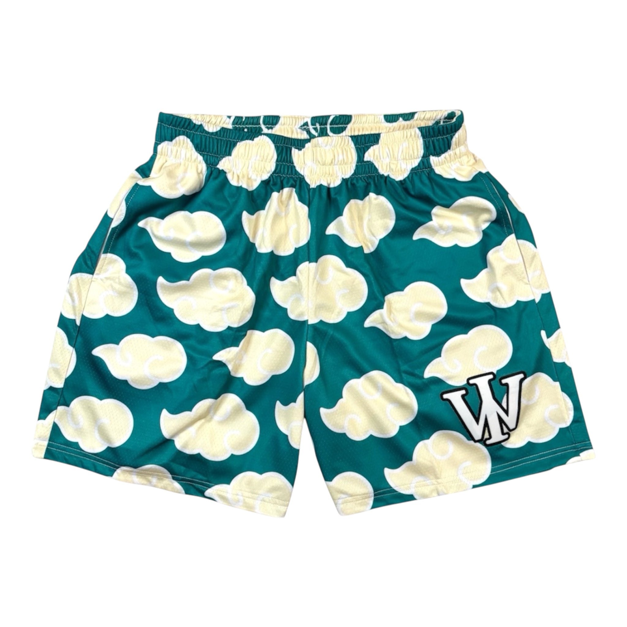 GREEN & BEIGE CLOUD REVERSIBLE SHORTS