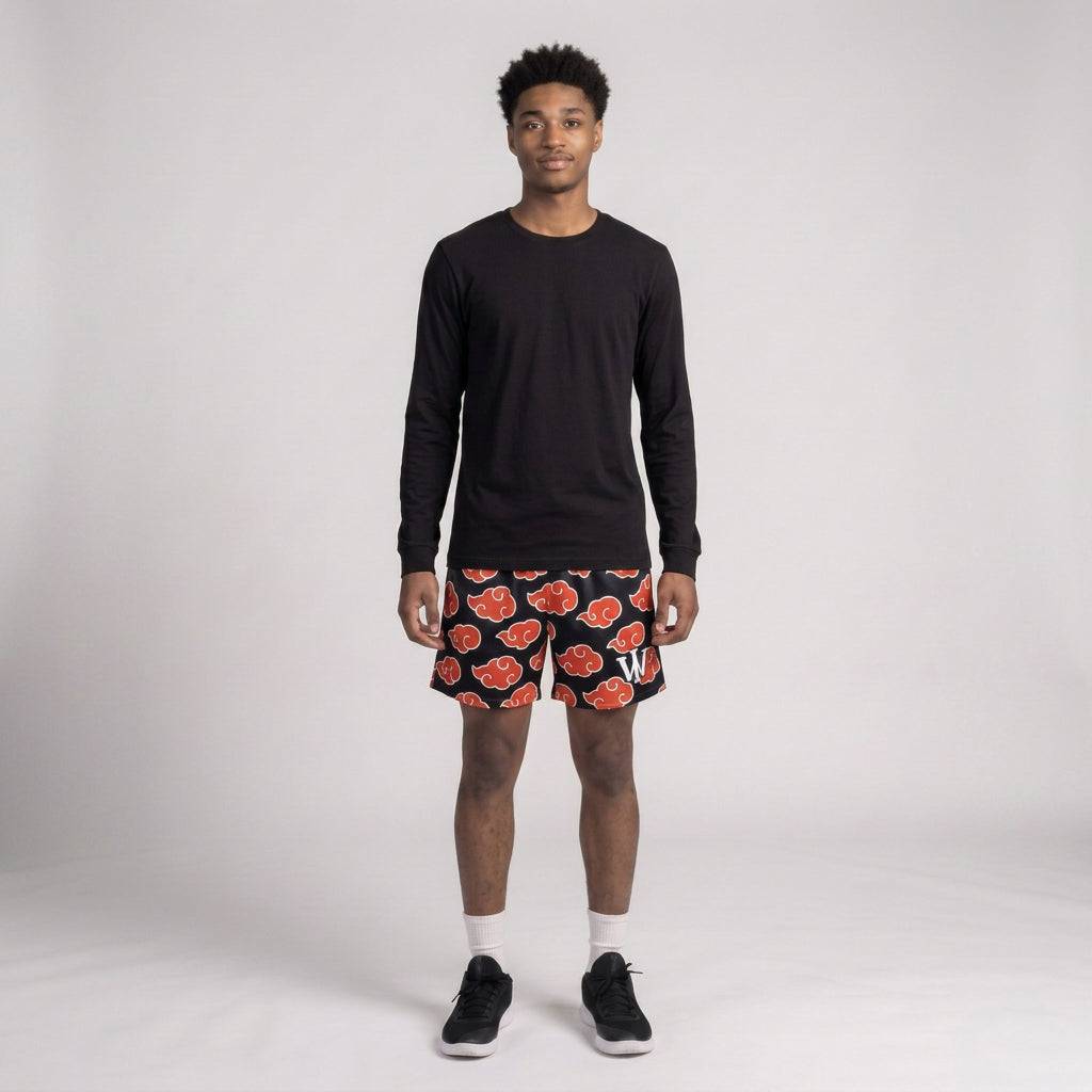 BLACK & RED CLOUD REVERSIBLE SHORTS