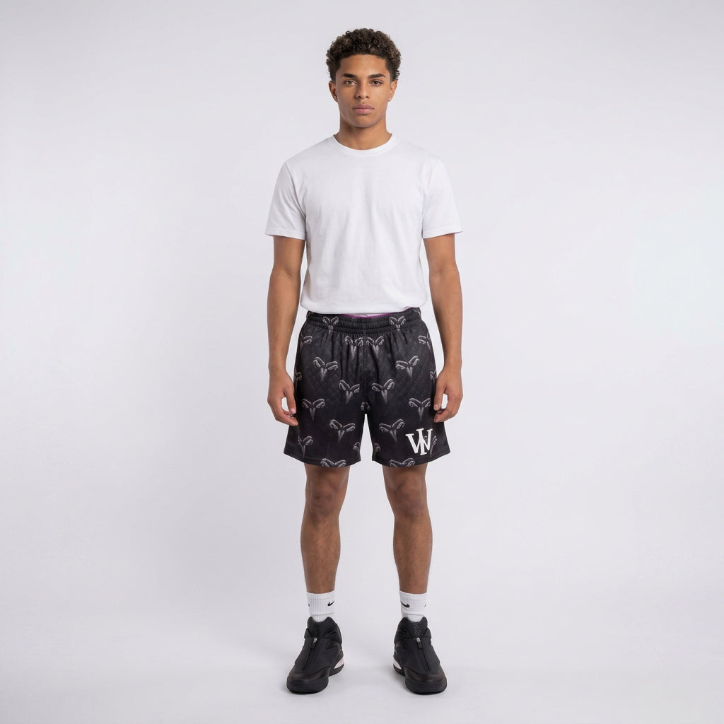 BLACK & PURPLE MAMBA REVERSIBLE SHORTS