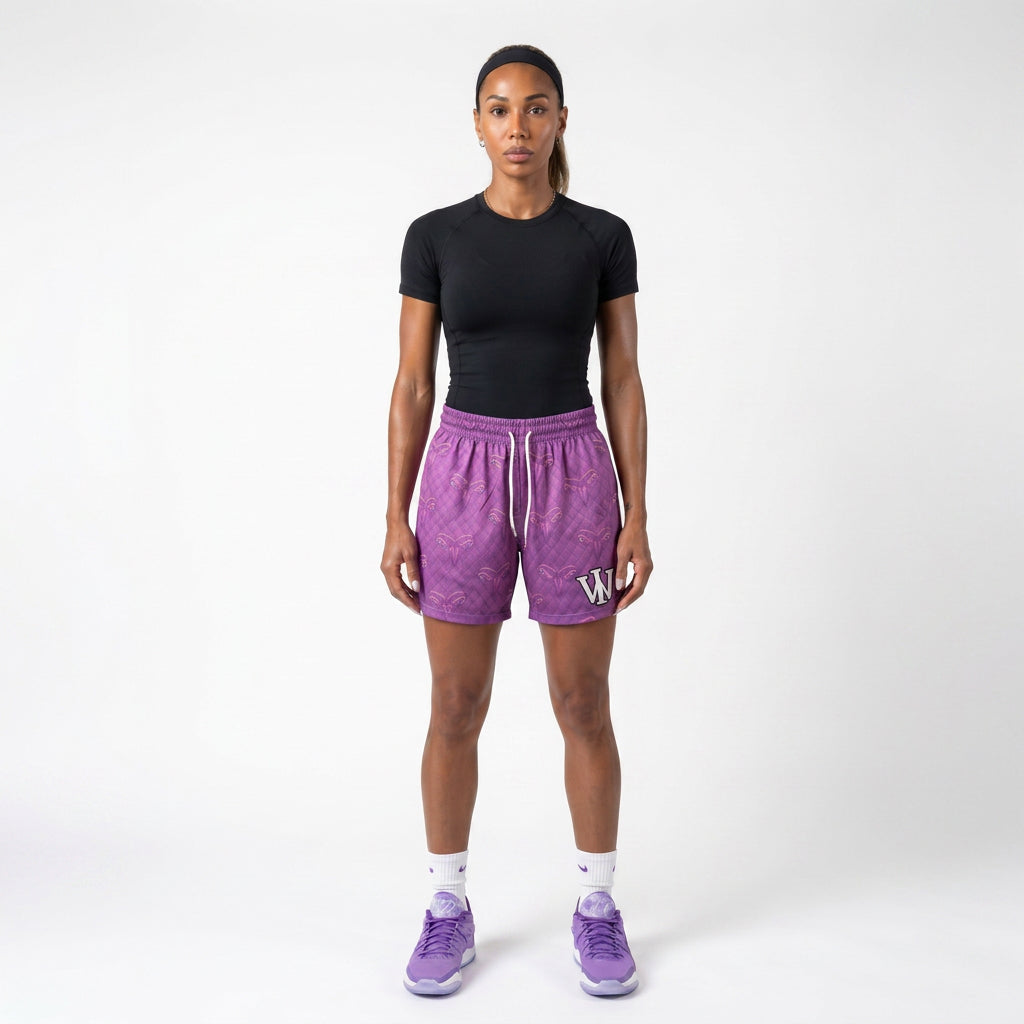 BLACK & PURPLE MAMBA REVERSIBLE SHORTS