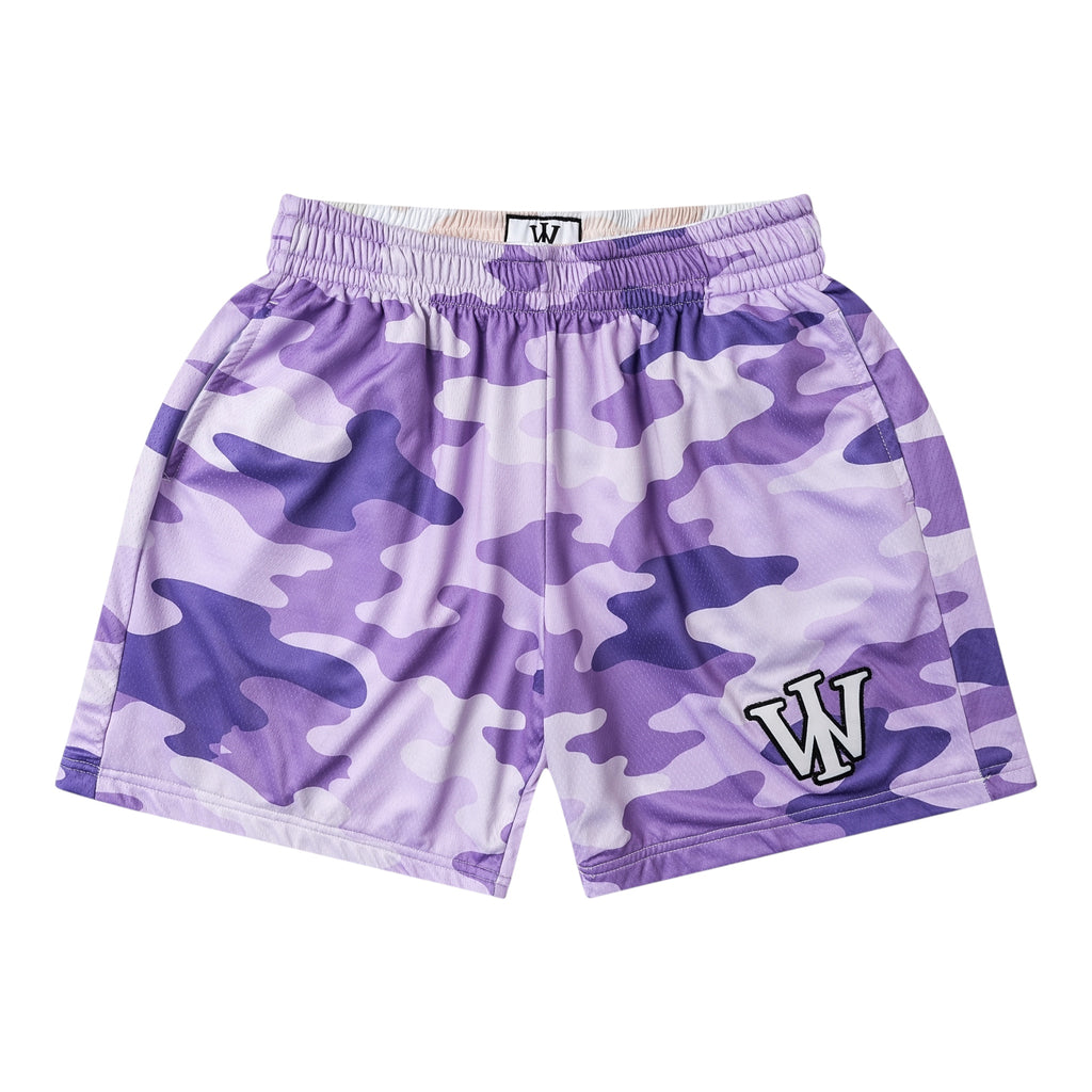 PURPLE & CREAM CAMO REVERSIBLE SHORTS
